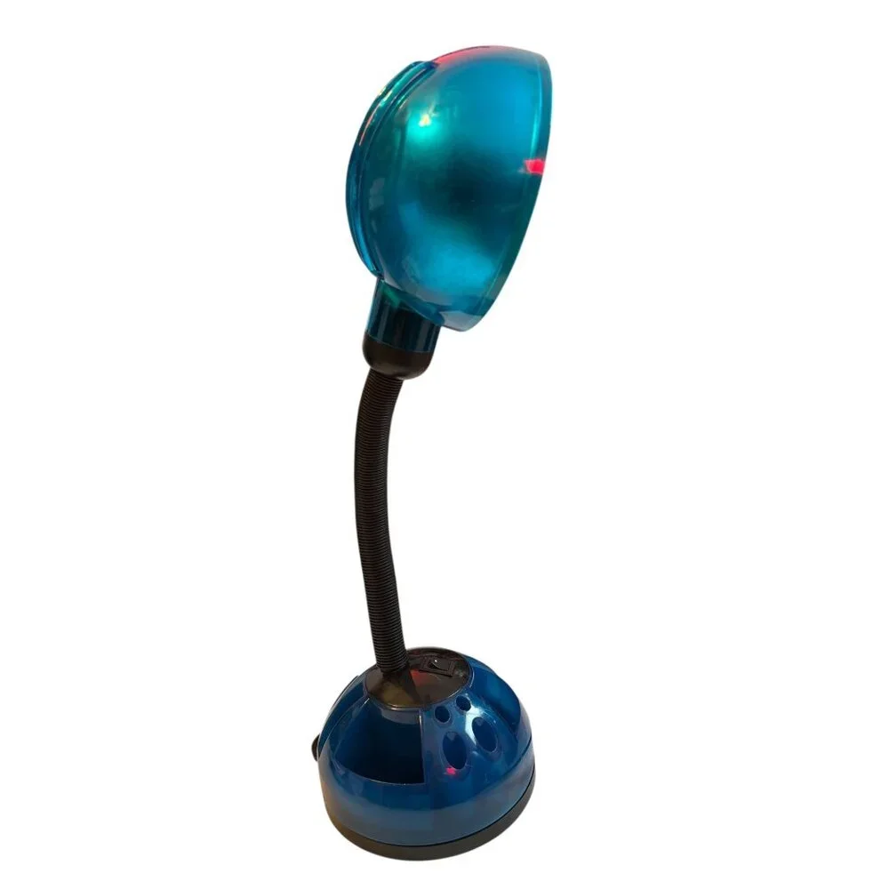 Vintage Blue Iridescent Gooseneck Desk Lamp Modern Art Deco Style